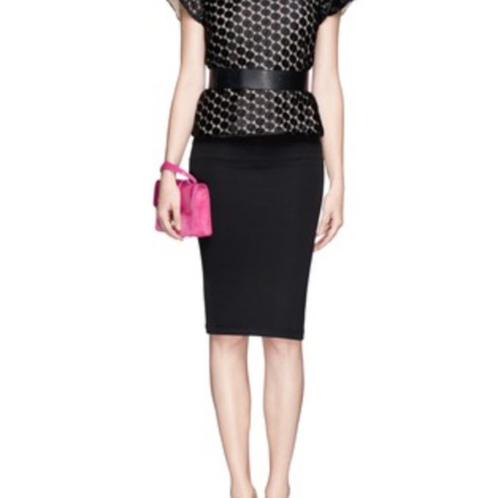 New Alice + Olivia Black Rib Bandage Bodycon Skirt